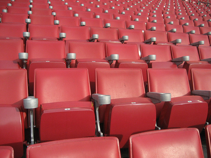 Red seats in rows