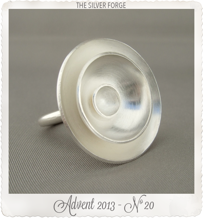 Large Round Poppy Dome Sterling Silver Cocktail Statement Ring by the Silver Forge
